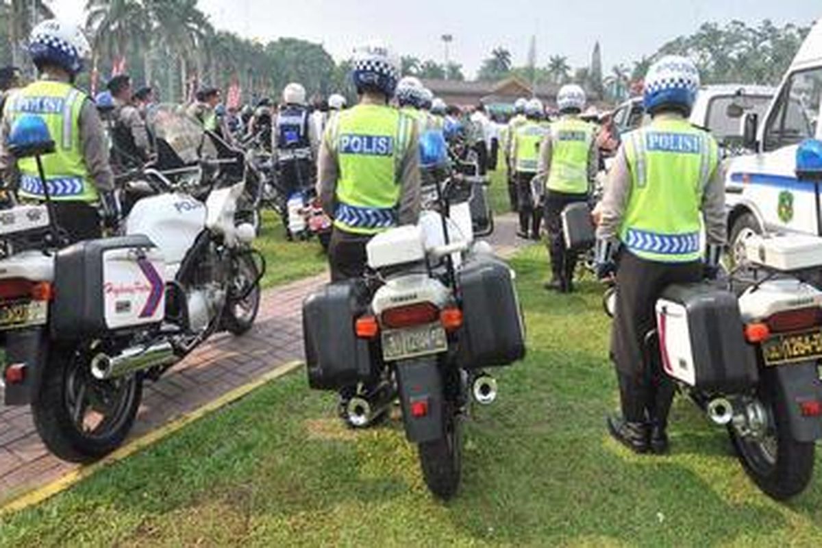 Ilustrasi. Penjagaan polisi menjelang Lebaran.