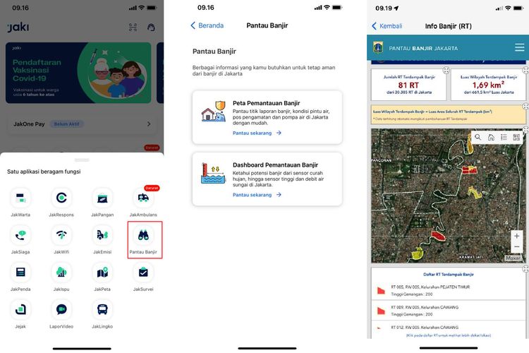 Ilustrasi cara pantau banjir Jakarta lewat aplikasi JAKI.