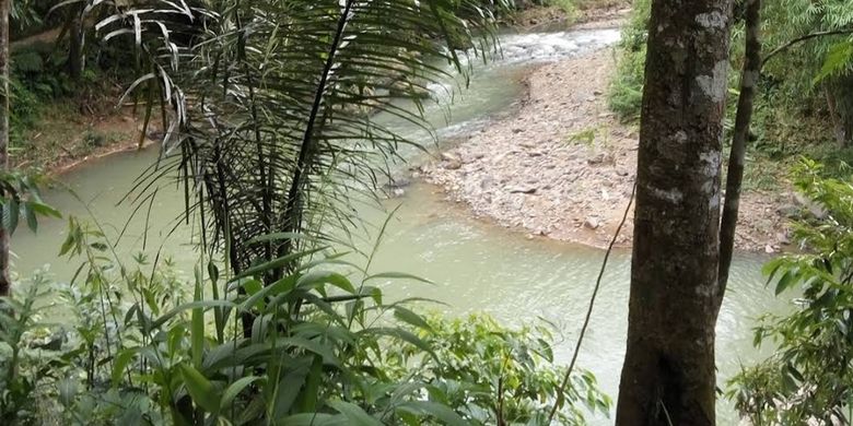 Aliran Sungai Ciujung tempat tewasnya siswa SMP Bhudaya 3 Jakarta di Kawasan Wisata Adat Baduy, Kampung Gajeboh, Desa Kanekes, Kecamatan Leuwidamar, Kabupaten Lebak, Senin (28/10/2019).