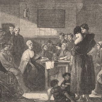 Elizabeth Fry sedang membaca untuk tahanan di penjara Newgate. (Wikipedia)