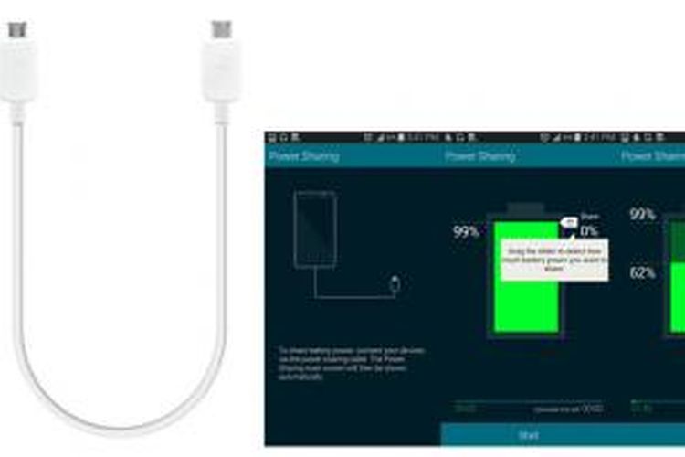 Kabel aksesori Power Sharing untuk lini Galaxy Samsung.