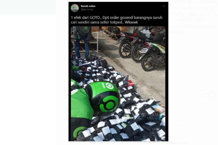 Foto Viral Driver Gojek Sedang Cari Pesanan Di Tumpukan Paket Ini Penjelasannya Halaman All Kompas Com