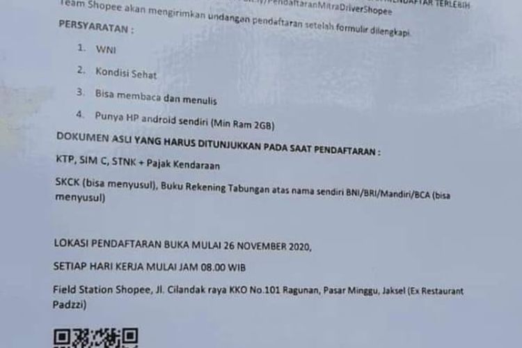 Daftar mitra driver shopee food indonesia