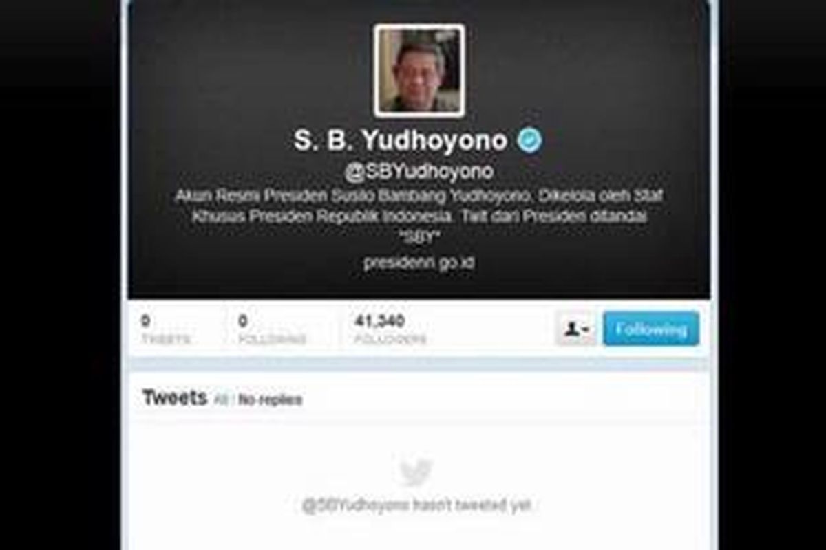 TwitterAkun Twitter SBYudhoyono yang terverifikasi sebagai akun Twitter Presiden Susilo Bambang Yudhoyono