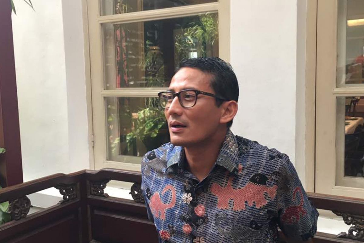 Calon Wakil Gubernur DKI Jakarta, Sandiaga Uno, saat ditemui usai acara anniversary Recapital di Jakarta, Jumat (5/5/2017).