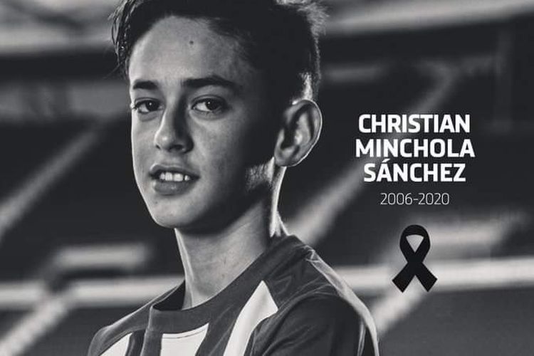 Christian Minchola, pemain di tim Atletico Madrid U14, yang meninggal dunia pada Sabtu (28/3/2020). Atletico tak mengungkapkan alasan kematian sang pemain muda ini.