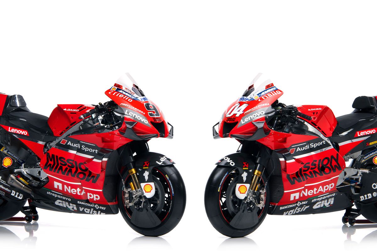 Motor Ducati Desmosedici GP20 untuk musim MotoGP 2020.