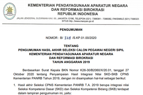 Sudah Diumumkan, Ini Link dan Ketentuan Pemberkasan CPNS 2019 Kemenpan RB