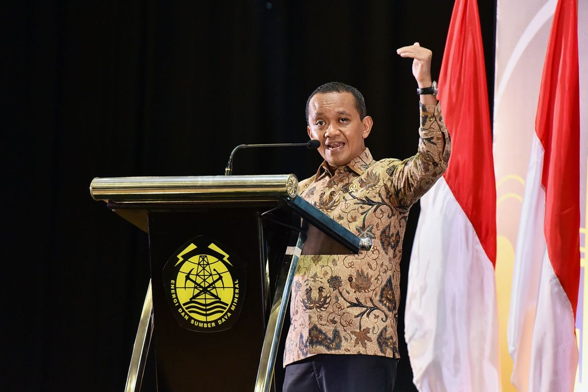 Menteri Energi dan Sumber Daya Mineral (ESDM) Bahlil Lahadalia dalam acara Minerba Expo 2024 di Balai Kartini, Jakarta, Senin (25/11/2024).