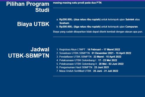 Biaya UTBK 2022 dan Panduan Pembayaran di Bank Mitra