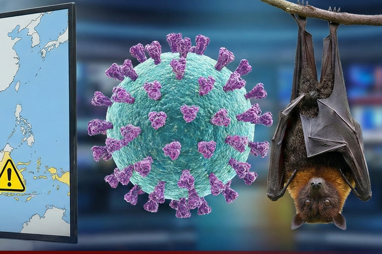 Ilustrasi virus Nipah. Simak situasi terkini Virus Nipah di Indonesia 2026. Meski Kemenkes nyatakan aman, Epidemiolog ingatkan gejala mirip flu yang bisa berakibat fatal pada otak.