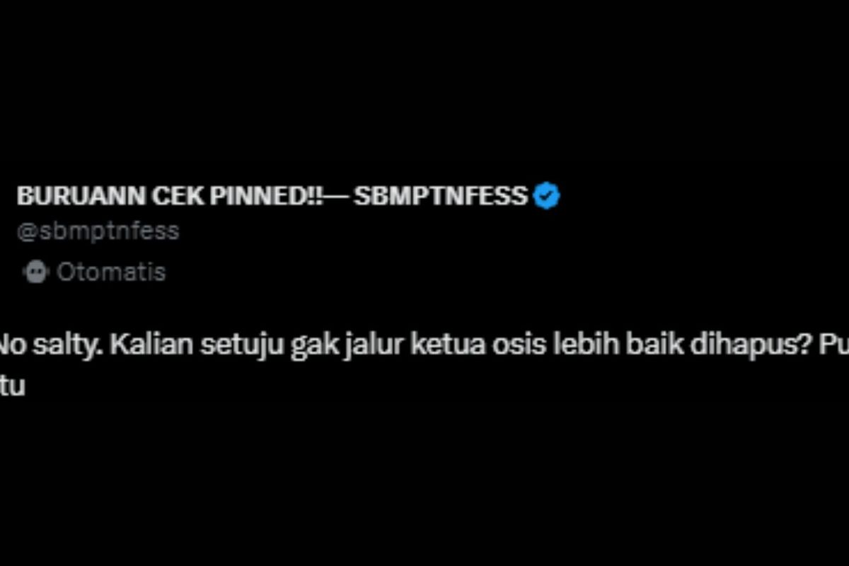Tangkapan layar cuitan warganet yang mengusulkan jalur Ketua OSIS IPB dihapus.