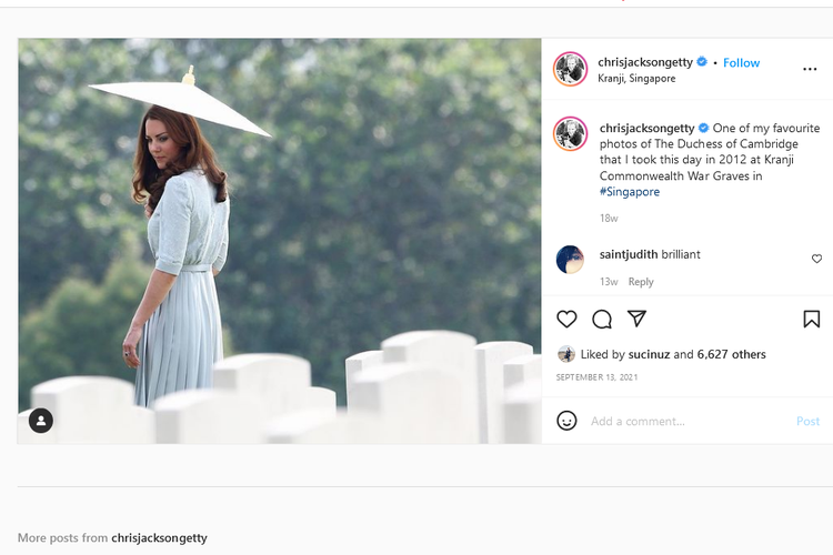 Kate Middleton di Kranji War Cemetery, Singapura, tahun 2012