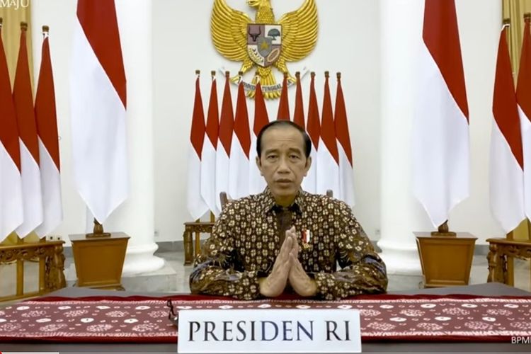 Presiden Joko Widodo memberikan keterangan pers terkait status PPKM Darurat melalui kanal Youtube Sekeratriat Presiden, Selasa (20/7/2021). 