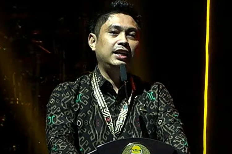 Tangkapan layar Ketua Umum Hipmi Mardani Maming memberikan sambutan dalam peringatan HUT ke-50 Hipmi, di JCC Plennary Hall, Jakarta, Jumat (10/6/2022).