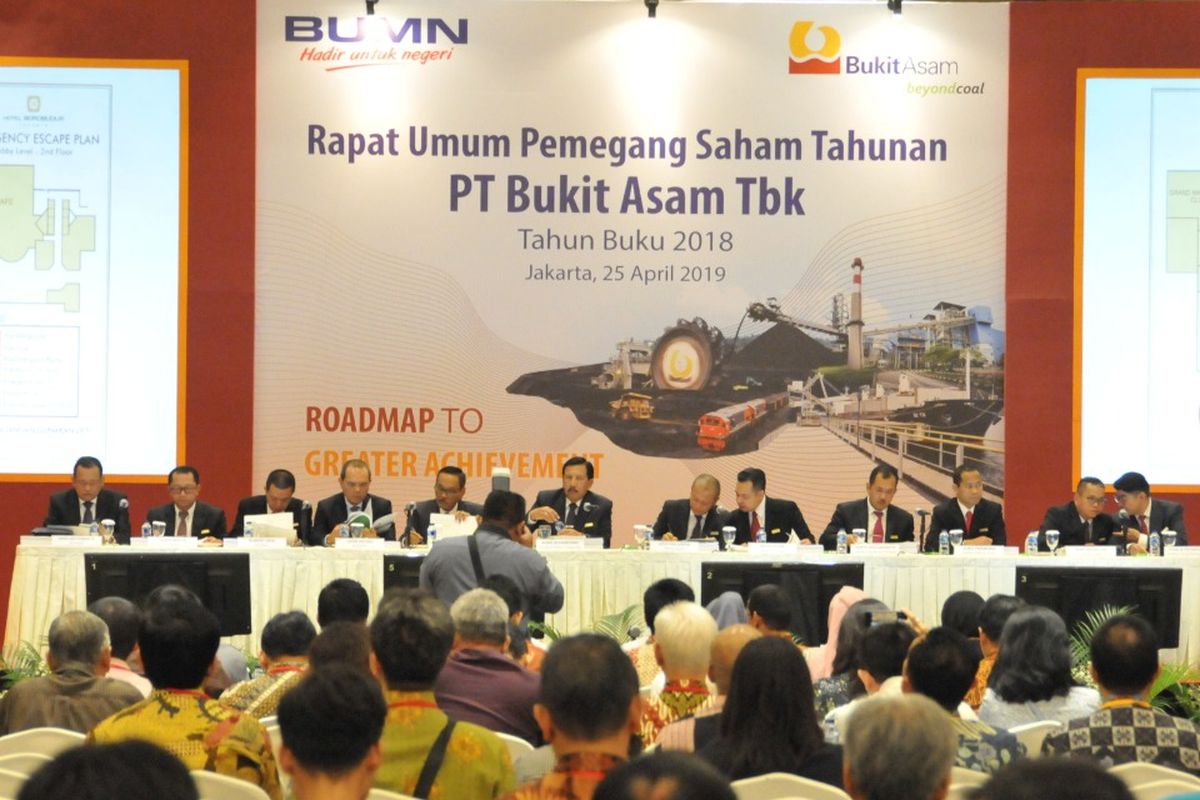 Rapat Umum Pemegang Saham Tahunan PT Bukit Asam Tbk Tahun Buku 2018 di Jakarta, Kamis (25/4/2019)