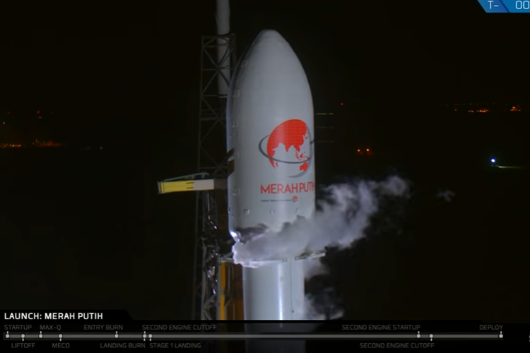 Peluncuran satelit Merah Putih milik PT Telkom Indonesia (Persero) Tbk dengan SpaceX dari Florida, Selasa (7/8/2018).
