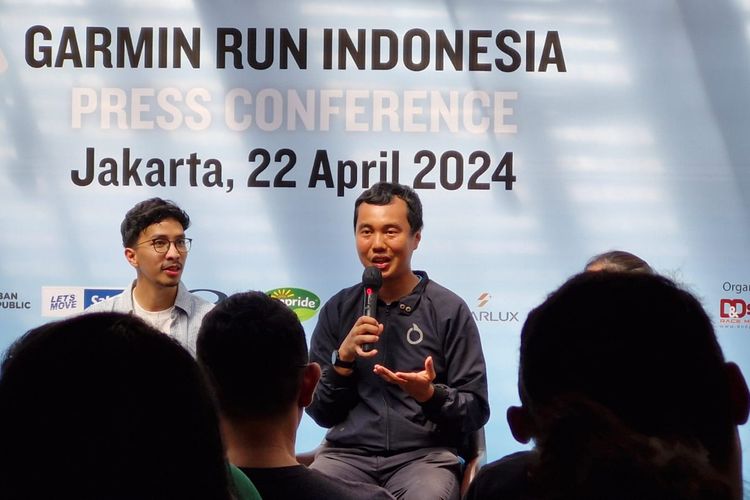 Natrio Catra Yososha, First Autistic Indonesian Marathoner dalam Press Conference Garmin Run 2024, Jakarta Selatan, Senin (22/04/2024).