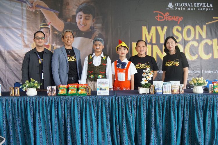 Konferensi pers drama musikal My Son Pinocchio Jr yang digelar Sekolah Global Sevilla Pulo Mas, Jakarta (1/3/2024).
