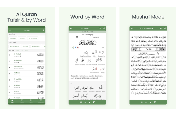 Ilustrasi aplikasi Al Quran (Tafsir & by Word)