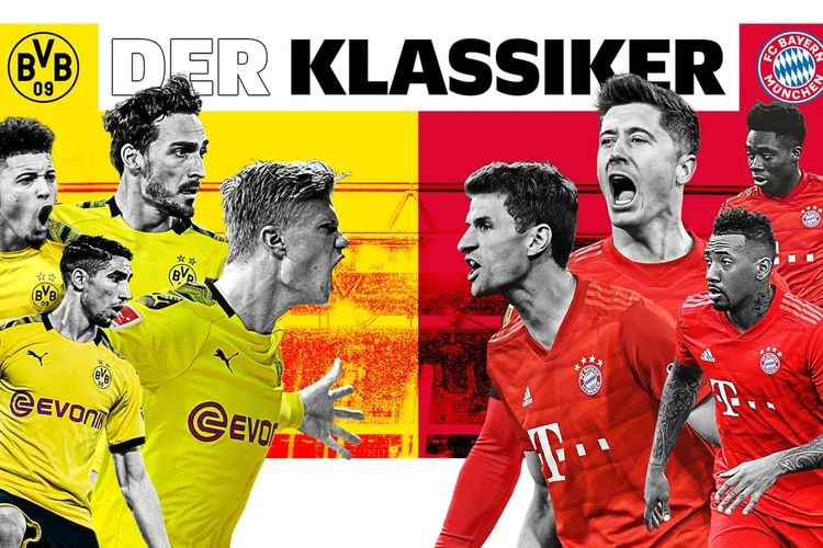 Poster Der Klassiker, Borussia Dortmund vs Bayern Muenchen jilid kedua musim 2019-2020