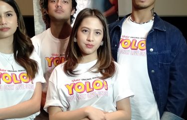 Aktris Adhisty Zara usai konferensi pers serial YOLO, di kawasan Sudirman, Jakarta Selatan, Jumat (2/6/2023).