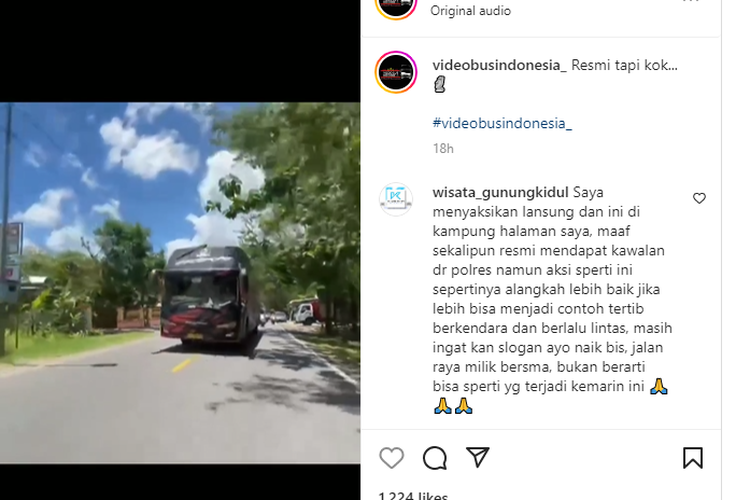 video bus pariwisata ugal-ugalan di jalan raya