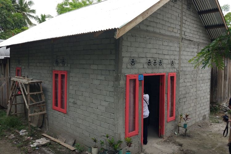 Rumah swadaya di Kinovaro, Sigi, Sulawesi Tengah. Gambar diambil Selasa (15/8/2017).