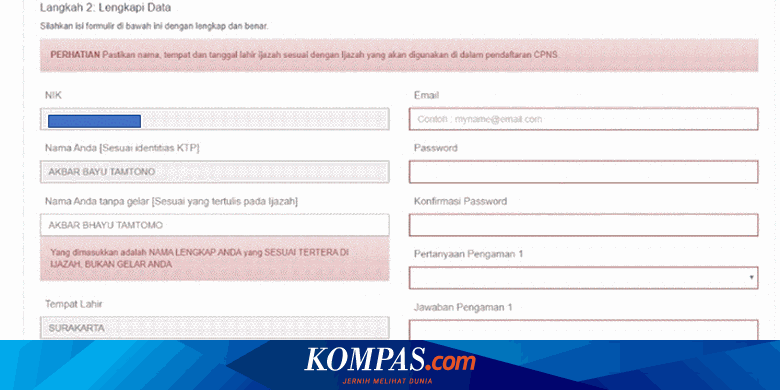 Pelamar Cpns 2019 Lakukan Ini Jika Ada Perbedaan Dengan Data Dukcapil Halaman All Kompas Com