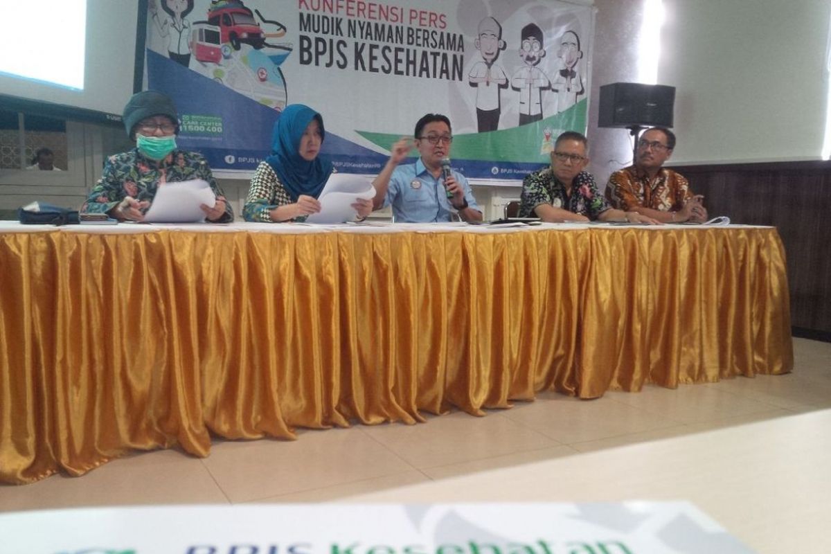 Konferensi pers bertema Mudik Nyaman Bersama BPJS Kesehatan di Ungaran, Kamis (15/6/2017) siang.