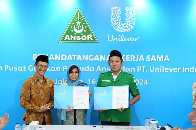 Kerja sama Unilever dan GP Ansor diteken di Jakarta, Jumat (17/2/2024).