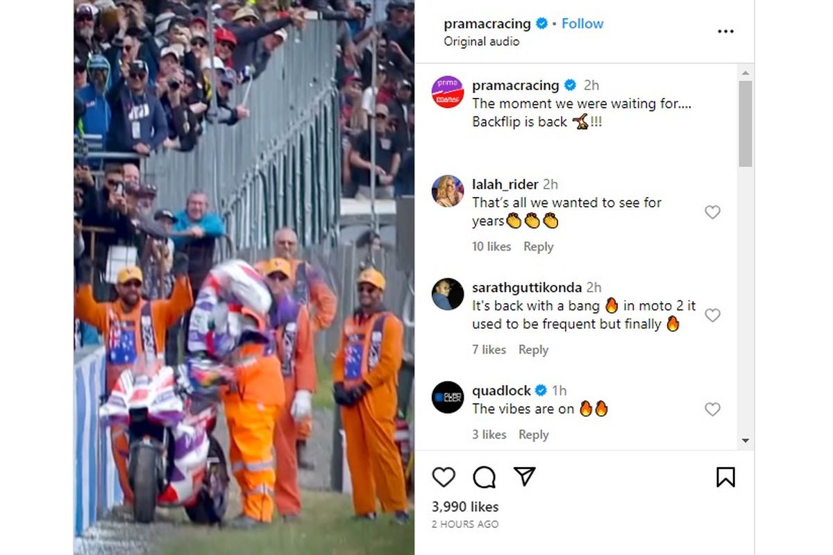 Johann Zarco melakukan selebrasi salto ke belakang setelah memenangkan MotoGP Australia 2023