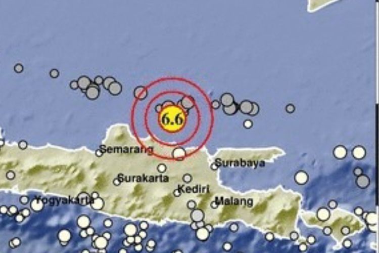 Scren shot Twitter BMKG : Gempa bumi terbaru terjadi di 6.27LS, 111.93BT, 70 kilometer barat laut Tuban, Jawa Timur. Tepatnya pukul 16.55:44 WIB dan berada di kedalaman 632 kilometer di bawah permukaan laut.