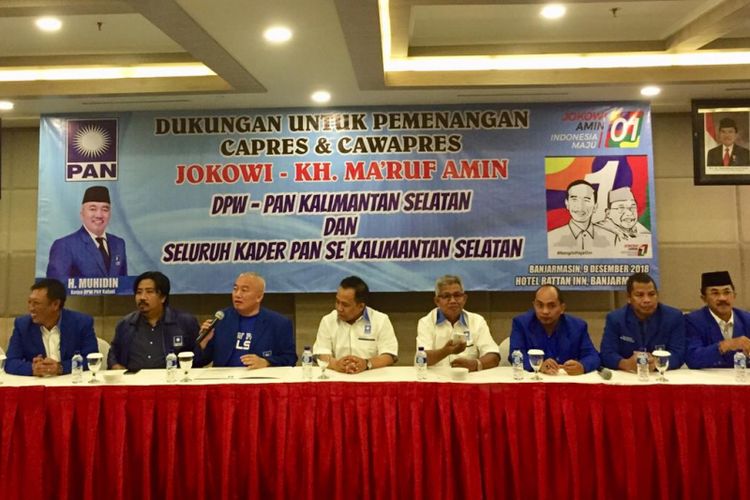 Dewan Pimpinan Wilayah (DPW) Partai Amanat Nasional (PAN) Kalimantan Selatan mendeklarasikan dukungan kepada pasangan calon presiden dan wakil presiden nomor urut 01, Joko Widodo dan Maruf Amin. 