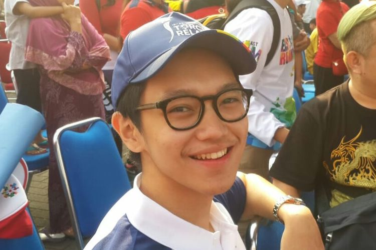 Brandon Salim ambil bagian dalam pawai obor Asian Games 2018 di kawasan Kramat Jati, Jakarta Timur, Rabu pagi (15/8/2018).