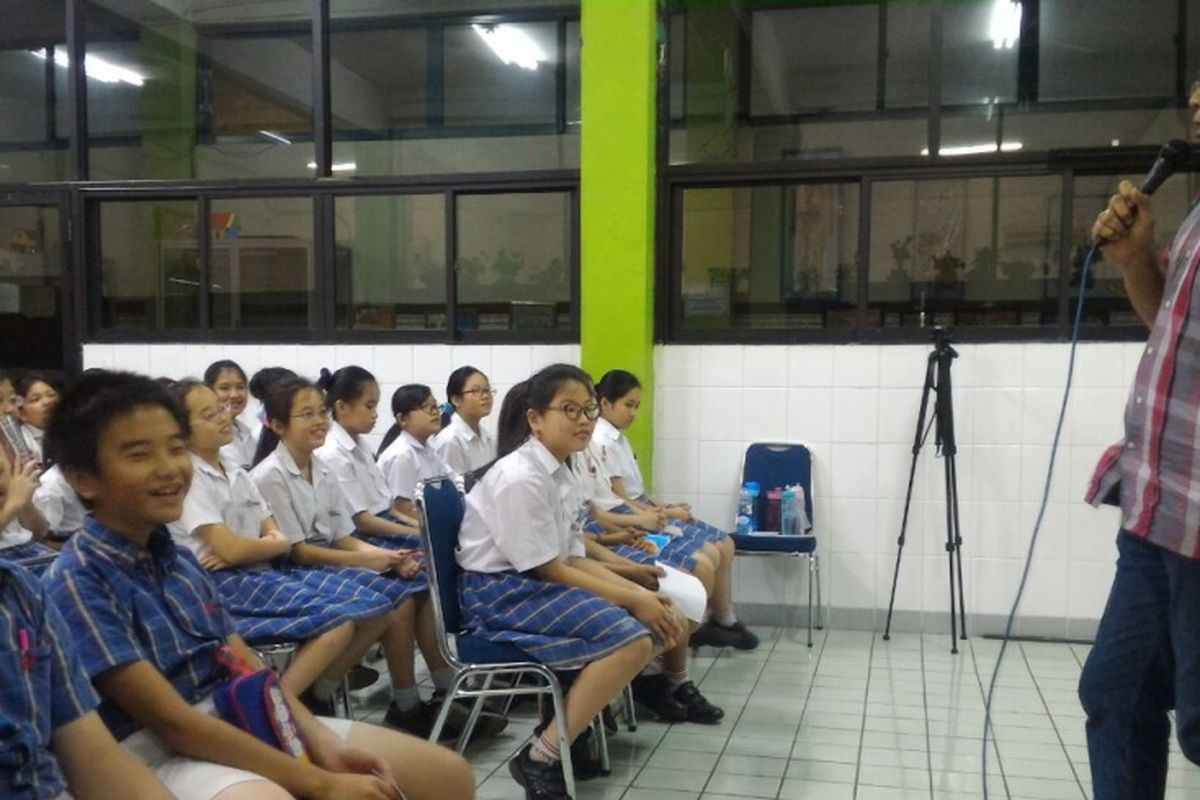 Suasana program motivasi jelang pelaksanaan USBN di SD Kemurnian 1, Jakarta (1/5/2018)