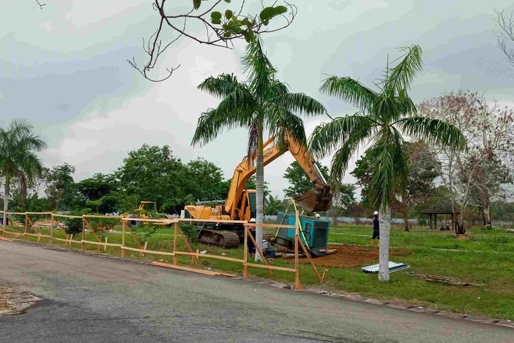 Proses pembangunan RS karantina di kawasan RSUD Ir Soekarno Kepulauan Bangka Belitung.