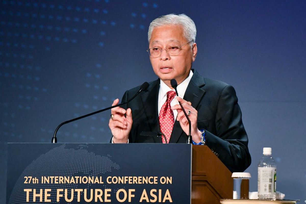 Malaysia's Prime Minister Ismail Sabri Yaakob speaks during an event. 