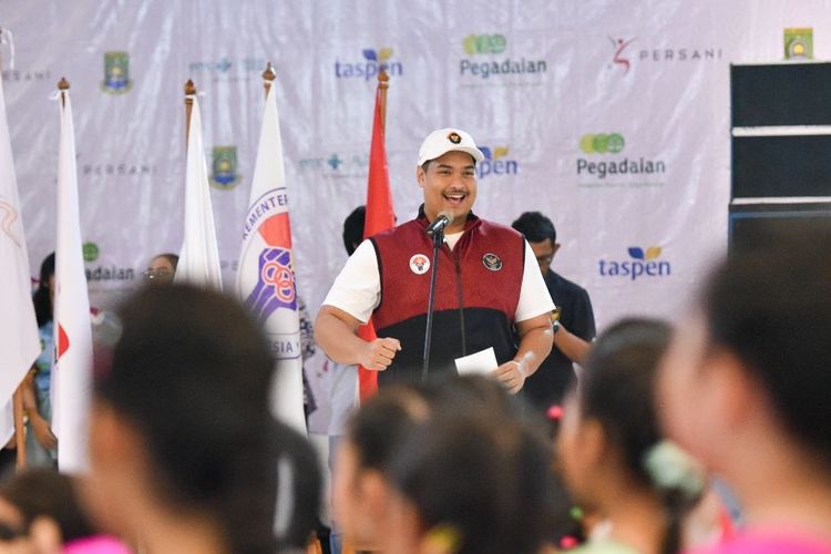 Menteri Pemuda dan Olahraga (Menpora) Dito Ariotedjo saat menghadiri Indonesia Gymnastics Open 2023 di Tangerang Convention Center (TCC), Kota Tangerang, Provinsi Banten, Kamis (6/7/2023) sore.
