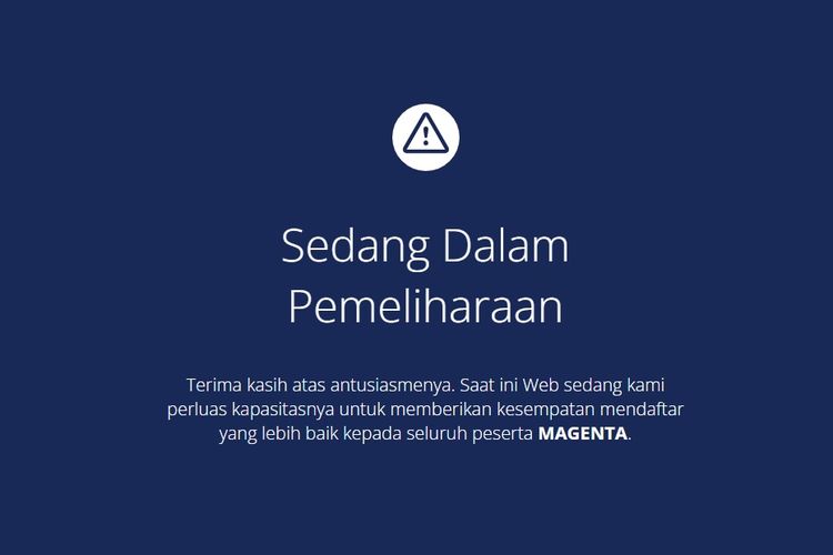 Laman pendaftaran Magang Generasi Bertalenta (Magenta) tak bisa diakses