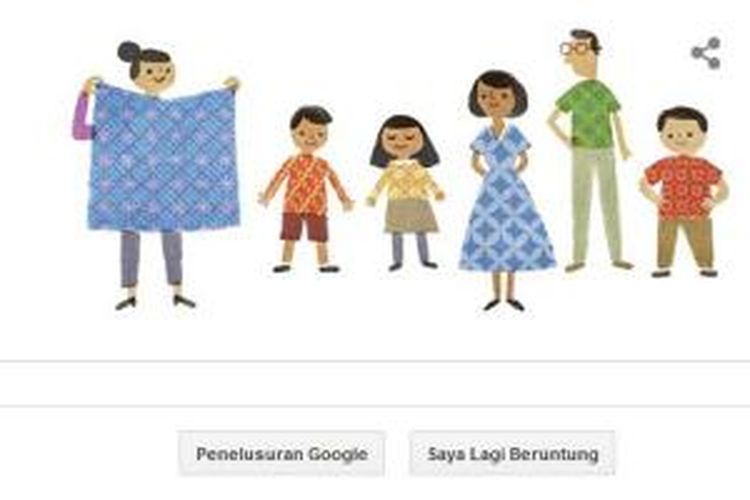 Tampilan halaman Google pada Hari Batik Nasional yang jatuh pada 2 Oktober 2014.