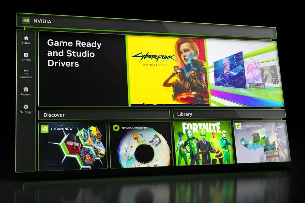 Ilustrasi aplikasi Nvidia App dan Game Ready Drivers.