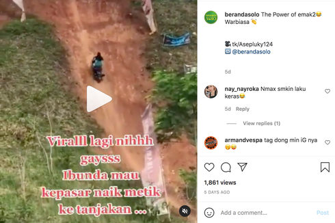 Viral, Video Emak-emak Dasteran Terabas Tanjakan Terjal