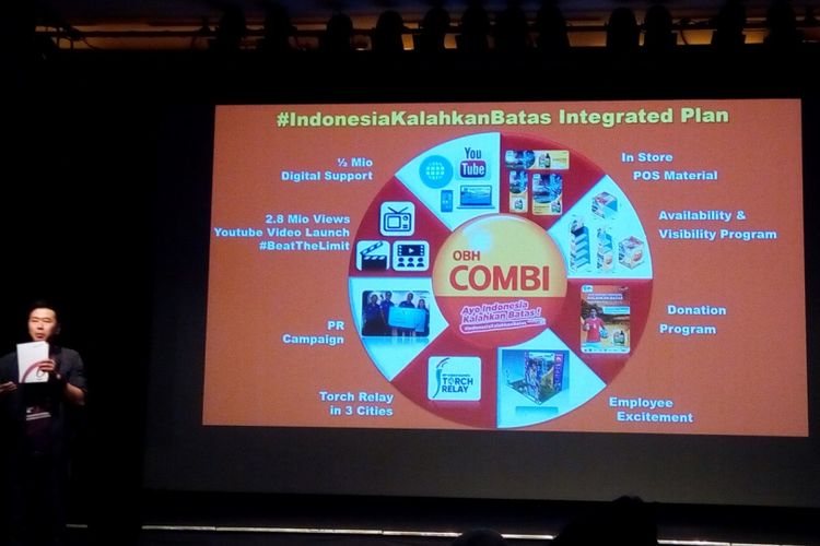 VP Consumer Healthcare & Wellness and International Operations Combiphar Weitharsa Hendarto menjelaskan tentang program #IndonesiaKalahkanBatas. Program sejak Juli 2018 hingga September 2018 ini berkaitan dengan penyelenggaraan Asian Games 2018 di Jakarta dan Palembang.