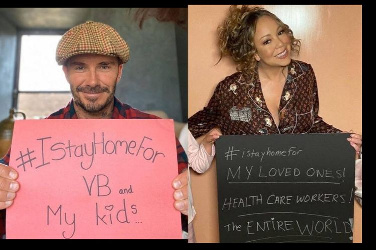 David Beckham hingga Mariah Carey kampanyekan #IStayHomeFor untuk mencegah wabah virus corona.