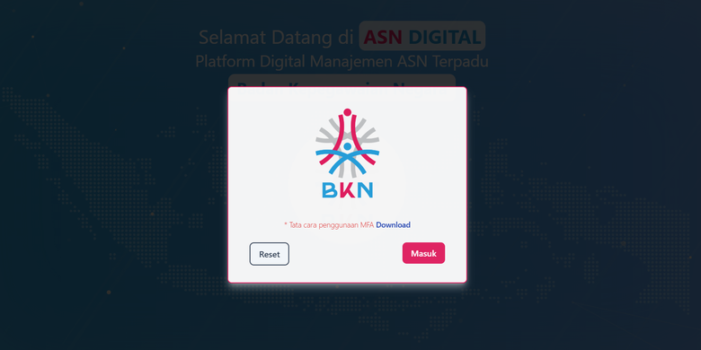 Cara Login ASN Digital setelah aktivasi MFA. Cara login ASN Digital.