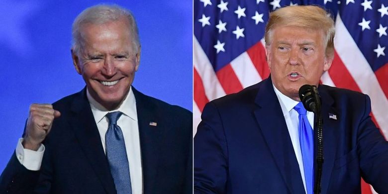 Presiden Amerika Serikat (AS) Donald Trump (kanan) dan penantangnya dari Partai Demokrat, Joe Biden.