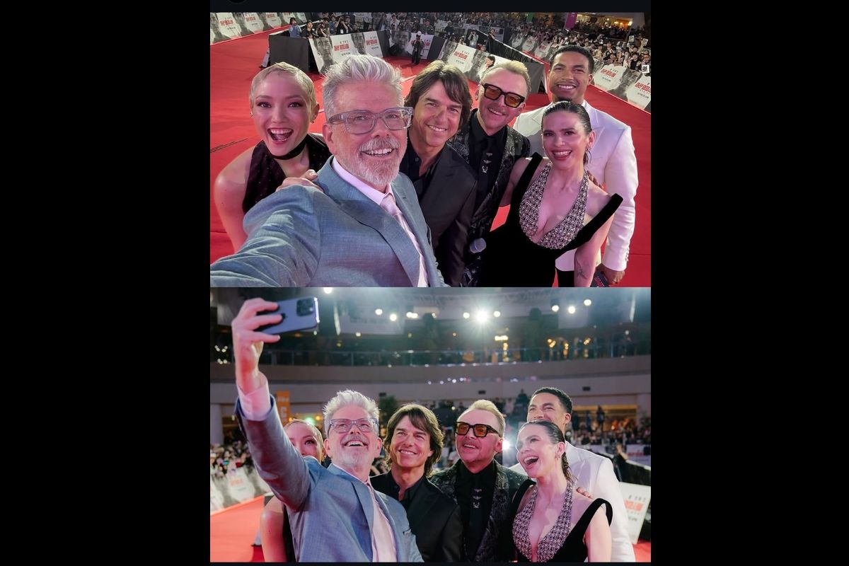 Tom Cruise, sutradara, dan para pemain Mission: Impossible ? The Final Reckoning di karpet merah Festival Film Cannes, Rabu (14/5/2025).