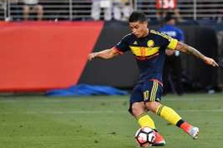 Gelandang Real Madrid, James Rodriguez, tampil memperkuat Kolombia pada laga Copa America Centenario kontra Amerika Serikat, di Santa Clara, California, 3 Juni 2016.