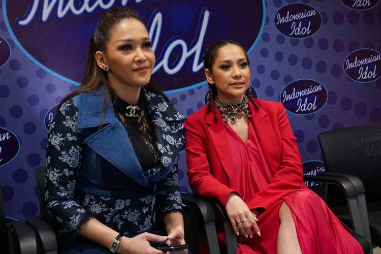 Juri Indonesian Idol 2018, Maia Estianty dan Bunga Citra Lestari dalam sesi wawancara di MNC Studios, Kebon Jeruk, Jakarta Barat, Selasa (13/3/2018).